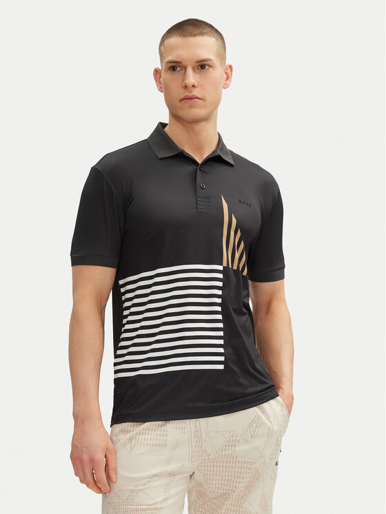 BOSS BOSS Polo majica Paddy Striped C1 50539506 Črna Regular Fit