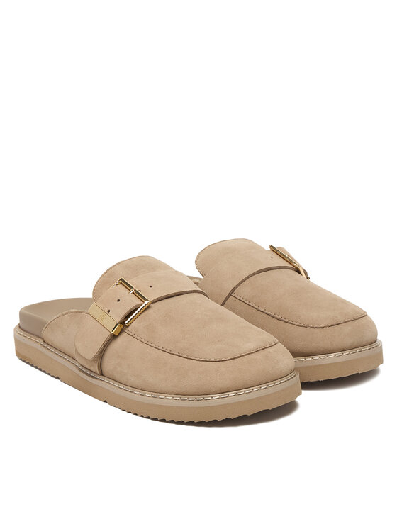 Tommy Hilfiger Šľapky Tommy Hilfiger Th Buckle Fur Suede Mule FW0FW09083 Béžová