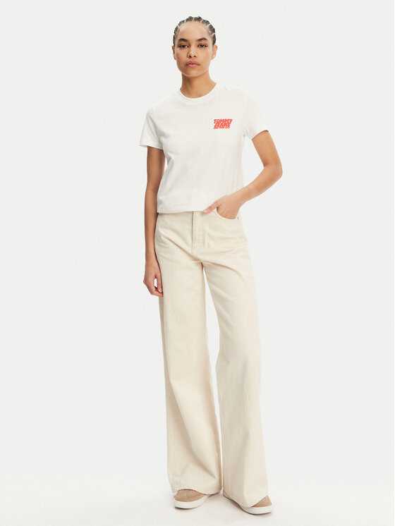 Tommy Jeans Tommy Jeans Majica Bubble DW0DW21338 Bela Regular Fit