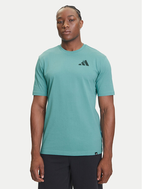 adidas adidas Marškinėliai Yay Sports Verbiage Graphic JY1830 Turkio Regular Fit