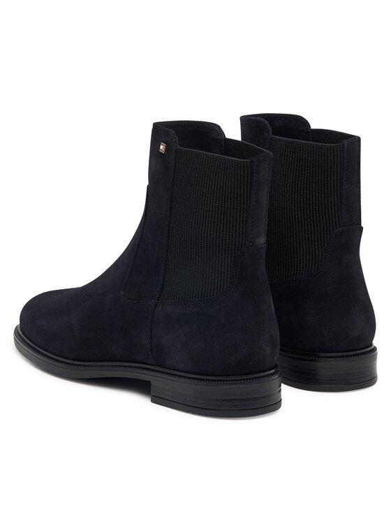 Tommy Hilfiger Sztyblety Tommy Hilfiger Enamel Flag Suede Ankle Chelsea FW0FW09575 Granatowy