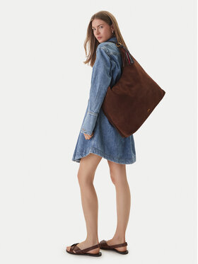 Tommy Hilfiger Torbica Tommy Hilfiger Th Statement Leather Hobo Suede AW0AW18403 Smeđa
