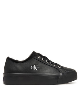 Calvin Klein Sneakersy Calvin Klein Vulc Flatf Laceup Lth Fur HW0HW03235 Czarny
