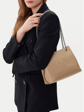 Calvin Klein Jeans Handtasche Calvin Klein Jeans Sculpted Chain Shoulder Bag LV04K3163G Beige