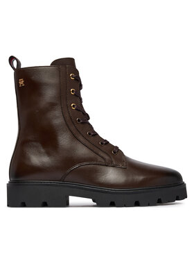 Tommy Hilfiger Gležnjače Tommy Hilfiger TH Stud Leather Lace-Up Boot FW0FW09571 Smeđa