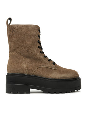 Calvin Klein Jeans Schnürstiefeletten Calvin Klein Jeans Flatform Zip Laceup Mg S YW0YW01554 Braun