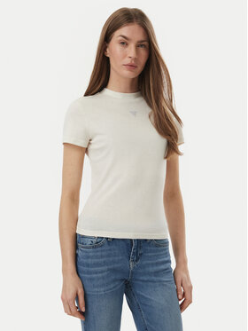 Guess Guess T-Shirt W5BP07 KCGM2 Εκρού Slim Fit