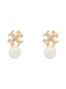 Tory Burch Сережки Tory Burch LOGO AND PEARL STUD EARRINGS 184421 Золотий