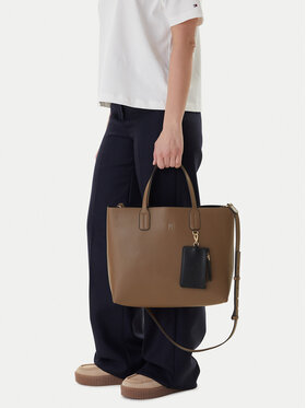 Tommy Hilfiger Handtasche Tommy Hilfiger Th Icon Satchel AW0AW18122 Braun