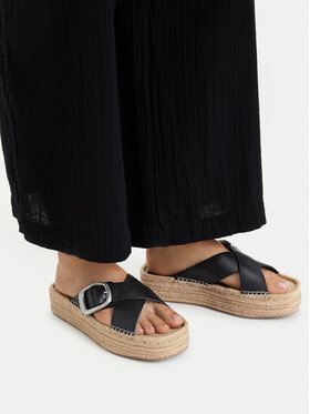 Calvin Klein Еспадрили Calvin Klein Flatf Espadrill Cross Lth Hdw HW0HW02892 Черен