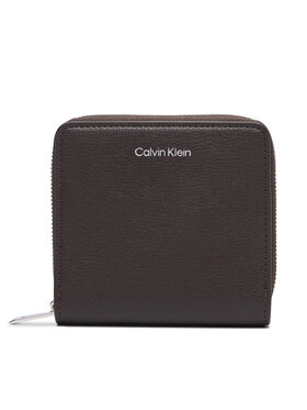 Calvin Klein Portfel Calvin Klein Foil Logo Medium Zip Around LV04F1120G Brązowy ciemny