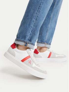Calvin Klein Sneakersy Calvin Klein Mixed Texture Lace Up Cupsole Trainers YM0YM01395 Biela