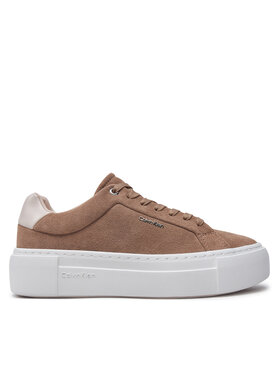 Calvin Klein Sneakersy Calvin Klein Flatform Cup Lace Up W/Ml HW0HW02282 Hnedá