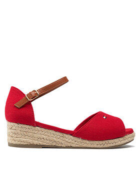 Tommy Hilfiger Espadryle Tommy Hilfiger Rope Wedge Sandal T3A7-32185-0048 S Czerwony