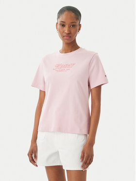 Tommy Hilfiger Tommy Hilfiger Camiseta Logo Interlock WW0WW48707 Rosa claro Regular Fit
