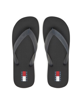 Tommy Jeans Čības uz pirksta Tommy Jeans Tjw Logo Flip Flop EN0EN02447 Melns