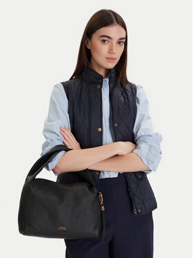 Tommy Hilfiger Handtasche Tommy Hilfiger City Leather Shoulder Bag AW0AW18152 Schwarz