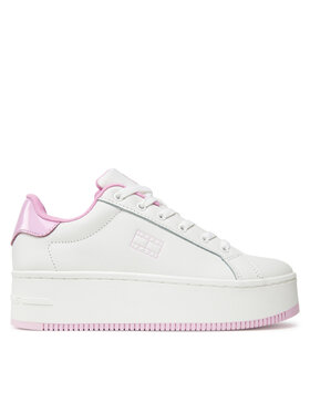 Tommy Jeans Sneakersy Tommy Jeans Tjw Flatform Patent Sneaker EN0EN02864 Écru