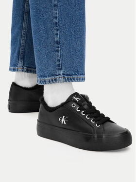 Calvin Klein Superge Calvin Klein Vulc Flatf Laceup Lth Fur HW0HW03235 Črna