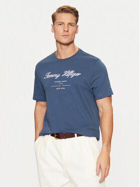 Tommy Hilfiger Tommy Hilfiger Póló Script Logo Tee MW0MW33691 Kék Regular Fit