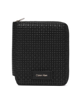 Calvin Klein Maks Calvin Klein Embossed Woven Zip Billfold LV04D1112G Melns