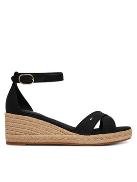 Tommy Hilfiger Espadrilės Tommy Hilfiger Mid Wedge Espad X Cross FW0FW09332 Juoda