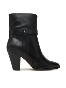 Tommy Hilfiger Stiefeletten Tommy Hilfiger Th T-Strap Leather Pointy Bootie FW0FW08984 Schwarz