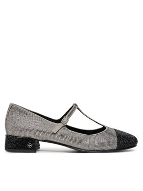 Tory Burch Baleríny Tory Burch Cap-Toe T-Strap Pave Heeled 159830 Strieborná
