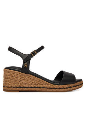 Tommy Hilfiger Espadrile Tommy Hilfiger Mid Wedge Espad Leather FW0FW09340 Negru