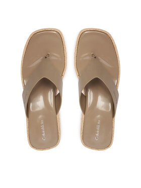 Calvin Klein Japonke Calvin Klein Block Heel Espa 50 Thong Lth HW0HW02902 Rjava