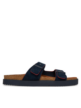 Tommy Hilfiger Pantoletten Tommy Hilfiger Cork Adjustable Suede Sandal FM0FM05869 Dunkelblau