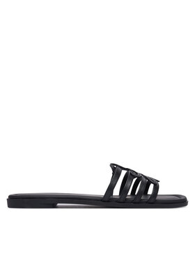 Tommy Hilfiger Šlepetės Tommy Hilfiger Th Script Flat Mule Lth FW0FW09368 Juoda