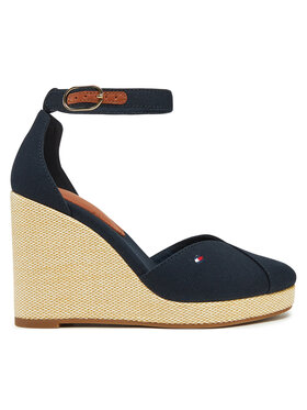 Tommy Hilfiger Halbschuhe Tommy Hilfiger Flag High Wedge Espad Closed Toe FW0FW08494 Dunkelblau