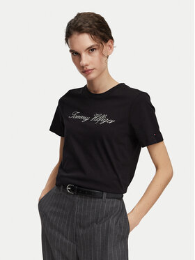 Tommy Hilfiger Tommy Hilfiger Majica Script WW0WW43459 Črna Regular Fit