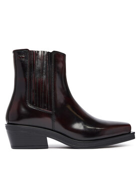 Tommy Jeans Μποτάκια με λάστιχο Tommy Jeans Tjw Brushed Leather Cowboy Boots EN0EN03077 Σκούρο καφέ