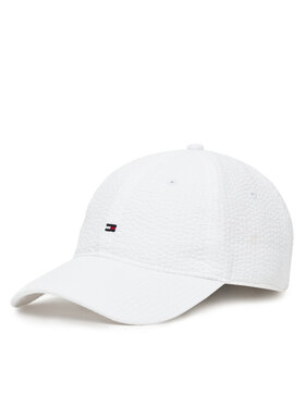 Tommy Hilfiger Cepure ar nagu Tommy Hilfiger Flag Seersucker 6 Panel AM0AM13427 Balts