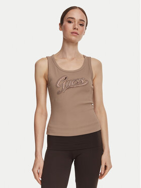 Guess Guess Топ W6YP30 K4380 Світло-коричневий Slim Fit