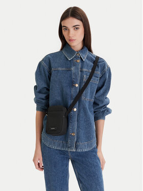 Calvin Klein Umhängetasche Calvin Klein Embossed Woven Slim Reporter LV04D3221G Schwarz