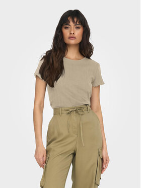 ONLY ONLY Футболка Carlotta 15256154 Бежевий Tight Fit