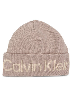 Calvin Klein Čepice Calvin Klein Logo Reverso Tonal Beanie K60K611151 Béžová