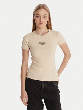 Guess Jeans Guess Jeans Camiseta W6RP21 KA0H1 Beis Slim Fit