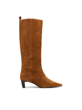 Tommy Hilfiger Stivali Tommy Hilfiger Kitten Heel Suede High Boot FW0FW09655 Marrone chiaro