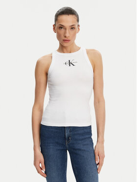 Calvin Klein Jeans Calvin Klein Jeans Top Monologo J20J225301 Bianco Slim Fit