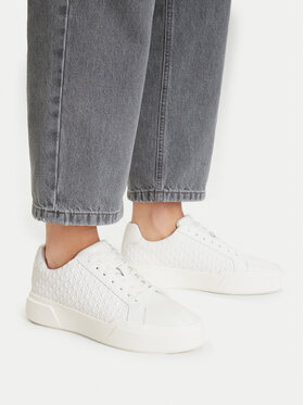 Calvin Klein Sneakersy Calvin Klein Chunky Cupsole Laceup Lth Aop YW0YW02058 Biały
