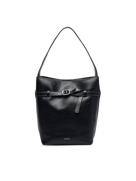 Calvin Klein Ročna torba Calvin Klein Buckle Medium Bucket LV04F3551G Črna
