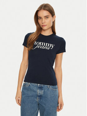 Tommy Jeans Tommy Jeans T-Shirt Essential DW0DW19447 Dunkelblau Slim Fit