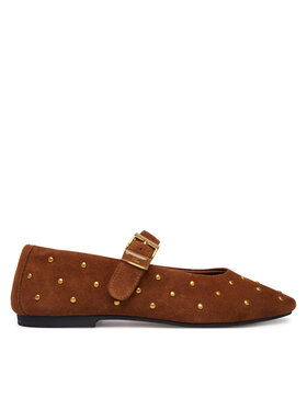 Tommy Hilfiger Ballerine Tommy Hilfiger Th Buckle Suede Stud Ballerina FW0FW09666 Marrone