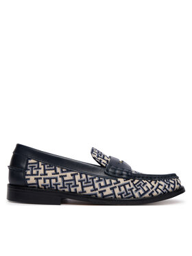 Tommy Hilfiger Slipper Tommy Hilfiger Th Monogram Penny Bar Loafer FW0FW09537 Dunkelblau
