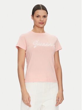 Guess Guess Marškinėliai V5GI02 K9RM1 Rožinė Slim Fit