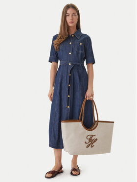 Tommy Hilfiger Torbica Tommy Hilfiger Th Elev Summ Maxi Tote Canvas AW0AW18629 Bež